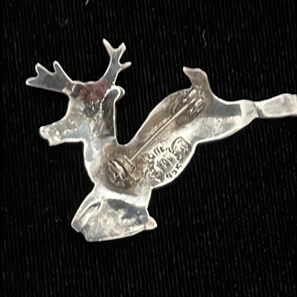 Taxco Mexico Sterling Silver Reindeer Brooch Cute Christmas Pin Vintage Mexican - Picture 8 of 8